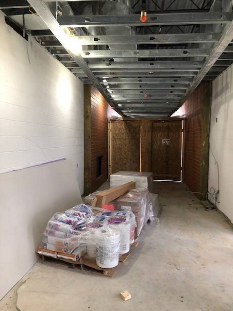 A hallway under construction.